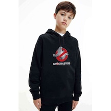 Tshirthane Ghostbusters Logo Black Baskılı Unisex Çocuk Kapüşonlu Sweatshirt Siyah
