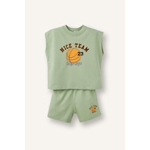 Defacto Basketbol Topu Baskılı Atlet Şort 2li Takım Erkek Bebek H8280a526hsgn270 Yeşil-gn270