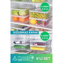 8'li Set 2,3 Lt Ve 3,5 Lt Sızdırmaz Buzluk Saklama Kabı
