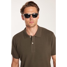 Tudors Erkek Regular Fit Klasik Kesim Pamuklu Yumuşak Dokulu Serin Tutan Kumaş Düz Pike Haki Polo Yaka Tişört-34949 Haki