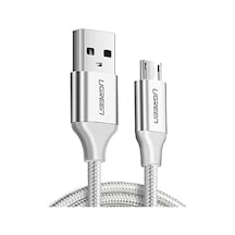 Örgülü Micro-usb &amp Usb-a Data Ve Şarj Kablosu, 1 Metre, Beyaz Diğer 16212449
