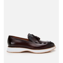 Hotiç Erkek Deri Kahverengi Püskül Detaylı Klasik Loafer