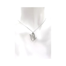 Omar Silver Kadın Büyük Boy U Harf Kolye Zirkon Taşlı Gümüş Harfl