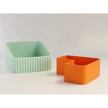 Bezos 3d Baskı Fıstık Kasesi - Çift Hazneli Kabuk Ayırıcı Sunum Kasesi - Mint Turuncu Bzs01 Mint - Turuncu
