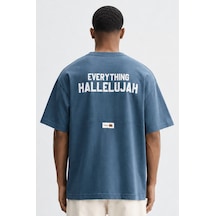 Respire Erkek Hallelujah Baskılı Oversize T-shirt Petrol