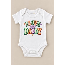 Babylimon I Love My Daddy Beyaz Kısa Kollu Çıtçıtlı Bebek Zıbını Beyaz - 930083736 Beyaz