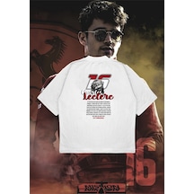 Startmore Charles Leclerc Baskılı Oversize Unisex Pamuklu Nefes Alan Kalın Kumaşlı Beyaz