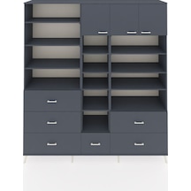 Hyperion Dolap 17 Raflı 6 Çekmeceli 3 Kapaklı 220x44x243 Antrasit-antrasit/antrasit Çok Renkli