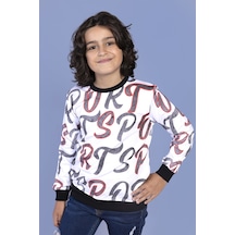 Toontoy Kids Toontoy Erkek Çocuk Komple Baskılı Sweatshirt Beyaz