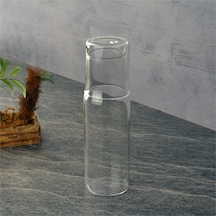 Başucu Bardaklı Sürahi - Cam Başucu Sürahisi 600 Ml. Sade