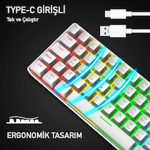 Robeve Blic Oyuncu Klavyesi Rgb Klavye 20 Modlu Ayarlanabilir Renk Seçeneği Rgb Suya Ve Toza Dayanıklı Klavye Oyun Klavyesi Oyuncu Klavye Mekanik Klavye Kırmızı Switch Beyaz