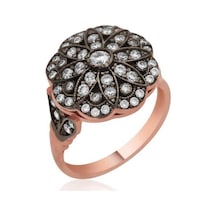 Gümüş Elmas Montür Çiçek Bayan Yüzük (510781170)