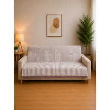 Çift Taraflı Buldan Dokuma Pamuklu Koltuk Örtüsü 170x210 Cm Çekyat Örtüsü Geometrik Desenli Koltuk Şalı Kahve