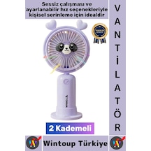 Vantilatör Kompakt Sessiz Yoğun Üflemeli 2 Kademeli Şarjlı Sevimli Ayıcıklı Mini El Fanı Vantilatör