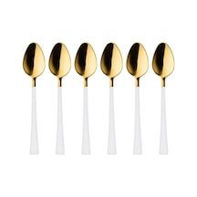 6 Adet Çay Kaşığı Seti, 18/10 Paslanmaz Çelik, Gold Beyaz, 11 Cm, 70 Gr