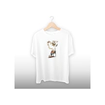 Yazar Düş Detaylı Unisex Tişört Beyaz