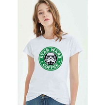 Star Coffee Baskılı Beyaz Kadın Tshirt (534306817)