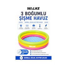 Walke 114 X 25 Cm 3 Boğumlu Şişme Çocuk Havuzu Dayanıklı Bahçe Ve Balkon Havuzu 14103 Çok Renkli