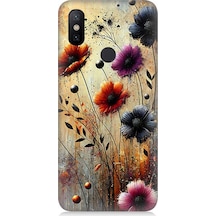 Xiaomi Redmi Note 5 Pro Uyumlu Rüzgarda Yalnız Çiçekler Desenli Silikon Kılıf Çok Renkli