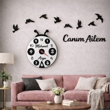 Duvar Saati 40 Cm Çiçekler 30 Cm Kişiye Özel No 55 Çok Renkli