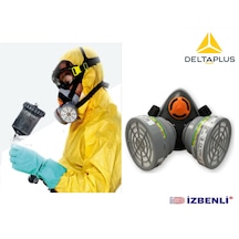 Delta Plus Abek1 Tiner Vernik Reçine Epoksi Boya Oto Boya Toz Için Yarım Yüz Gaz Maskesi Filtreli