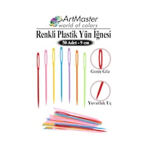 Plastik Yün İğnesi Renkli 50 Adet 9 Cm Dikiş İğnesi Plastik İğne İplik İğnesi Dokuma İğnesi Örgü Dikme Dikiş