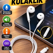 Type-c Kulak İçi Mikrofonlu Kulaklık Kontrol Tuşlu 00