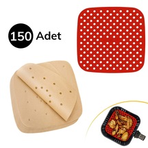 BUFFER® 150 Adet Kare Pişirme Kağıdı Ve Kırmızı Mat 21,5 cm