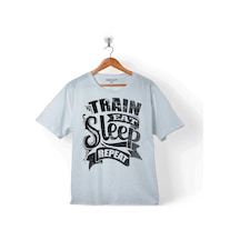 Eat Sleep Train Repeat Yemek Uyku Tren Yolculuk Çocuk Tişört 001