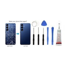 Samsung S25 Uyumlu Batarya Kapağı Kamera Lensli B Mavi
