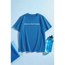 Uyguntarz Unisex More Love More Freedom Baskılı Tasarım Tshirt Mavi