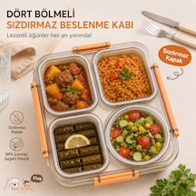 Sosluklu 4 Bölmeli Gıdaya Uygun Plastik Yemek Kabı Sızdırmaz Kapaklı Taşınabilir Diyet Beslenme Kabı 611 1800ml Açık Turuncu