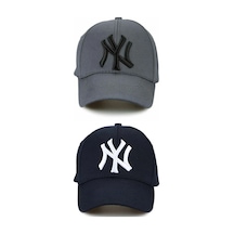 Gyes Spor Ny Şapka Unisex 2'li Takım Arkası Cırtlı Ayarlanabilir Lacivert Gri Lacivert