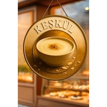 Keşkül Temalı İpli Ahşap Kapı Duvar Süsü, Pastane, Tatlı Dükkanı, Cafe Tablo Dekoru