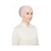 Melodi Scarf Fileli Dikişsiz Çapraz Bone Pudra Pudra
