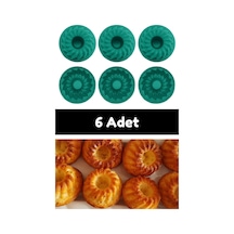 Yeşil 6'lı Silikon Mini Kek Kalıbı - Muffin Kalıbı 6 Adet Göbekli Kek Kalıbı Silikon Yeşil Diğer