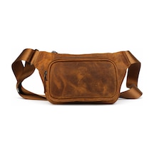 Alphaclub Bag Unisex Taba Hakiki Deri Çapraz Askılı Çok Bölmeli Postacı Omuz Ve Bel Çantası