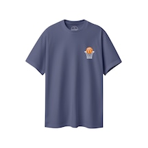 Velvoria Unisex Oversize Relaxed Basketball Baskılı Antrasit Renk T-shirt