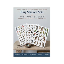 Kuş Sticker Seti 400+ Adet 9 Farklı Boy Vintage Doğa Tarihi Çizim Ajanda Planner Journal A4 Çok Renkli