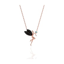 Papatya Silver 925 Ayar Gümüş Rose Kaplama Siyah Zirkon Taşlı Mavi Yıldız Su Perisi Kolye
