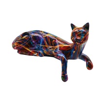 Suntek Uyuklayan Kedi Figürü Masa Süsü 8x3.5x6 Inç Reçine 21,2x9x15cm