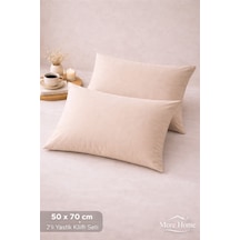 More Home Pamuklu Yastık Kılıfı 2 Adet 50 X 70 Cm Koyu Bej