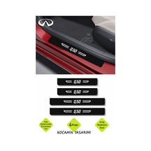 Infiniti Q50 Yazılı Dekoratif Kapı Koruma Eşiği Siyah Karbon Beyaz Q50 Yazılı 4 Parça Set Infiniti Q50 Uyumlu