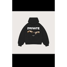 Hunors Sportswear & Company Private Baskılı Unisex Model Pamuklu Kapüşonlu Sweatshirt SIYAH