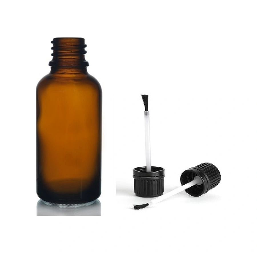 30ml Kahverengi Cam Şişe Fırça Kapaklı, 24 Adet, Ecza Şişesi, Kozmetik Şişe, Yapıştırıcı Şişesi, Yağ Şişesi Diğer