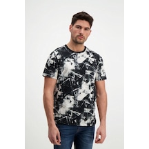 Rich Siyah Desenli Erkek Bisiklet Yaka T-shirt SIYAH