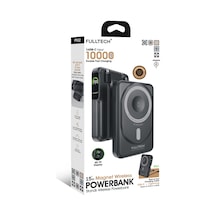 Fulltech Fp22 10.000mah 15w Magsafe Standlı Wireless Powerbank Hızlı Şarj, Çift Çıkış, Dahili Kabl Siyah