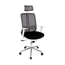 Ofisbazaar Up Beyaz Fileli Yönetici Koltuğu Ergonomik Başlıklı Ofis Koltuğu Siyah Fileli Siyah