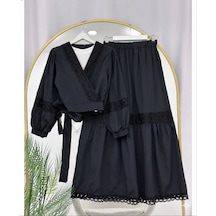 Lovie Moda Kadın Yanı Bağcıklı İkili Takım - Siyah