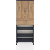 Arges Dolap 5 Raflı Tek Çekmeceli 2 Kapaklı 88x30x221 Antrasit-çam Antrasit